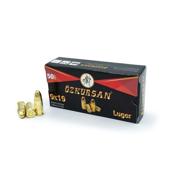 Ozkursan 9mm 124 Grain FMJ Brass Coated Steel Case 1000 Round Case
