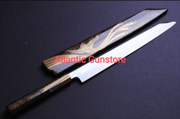 Yoshihiro Mizuyaki Honyaki knife; It is a one-of-a-kind and beautiful piece of art. "The hamon (pattern of waves on the blade) was specially designed as the